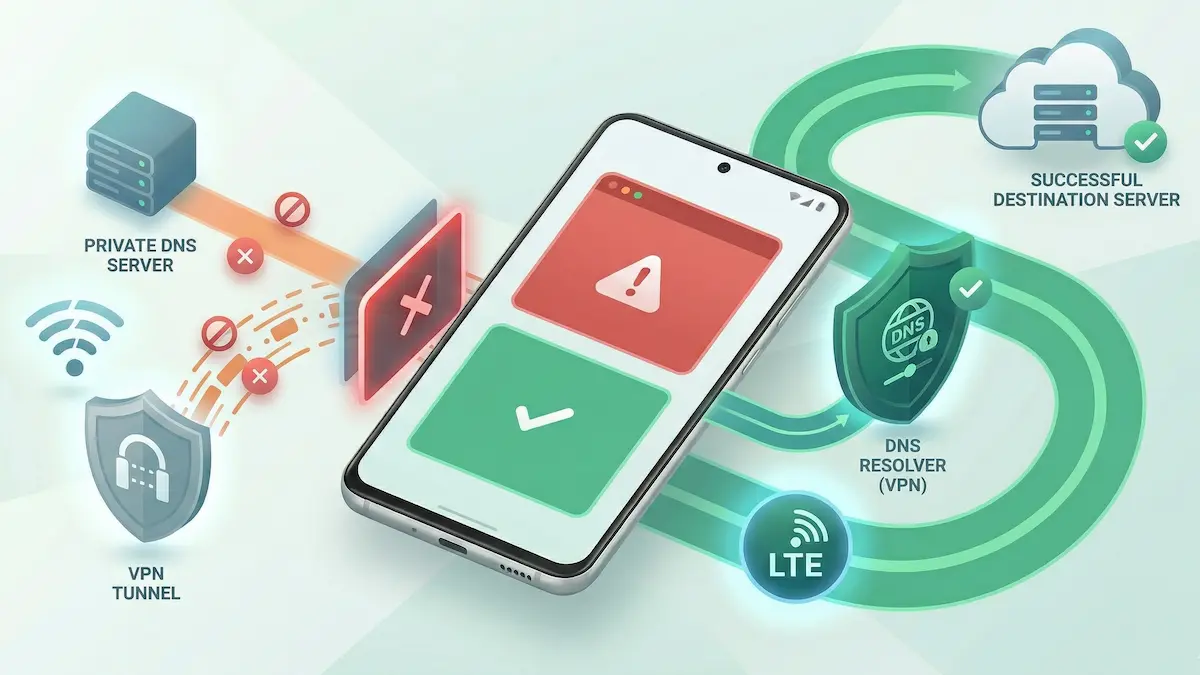 Baiki Konflik DNS Persendirian dengan VPN Android (Panduan 2026)